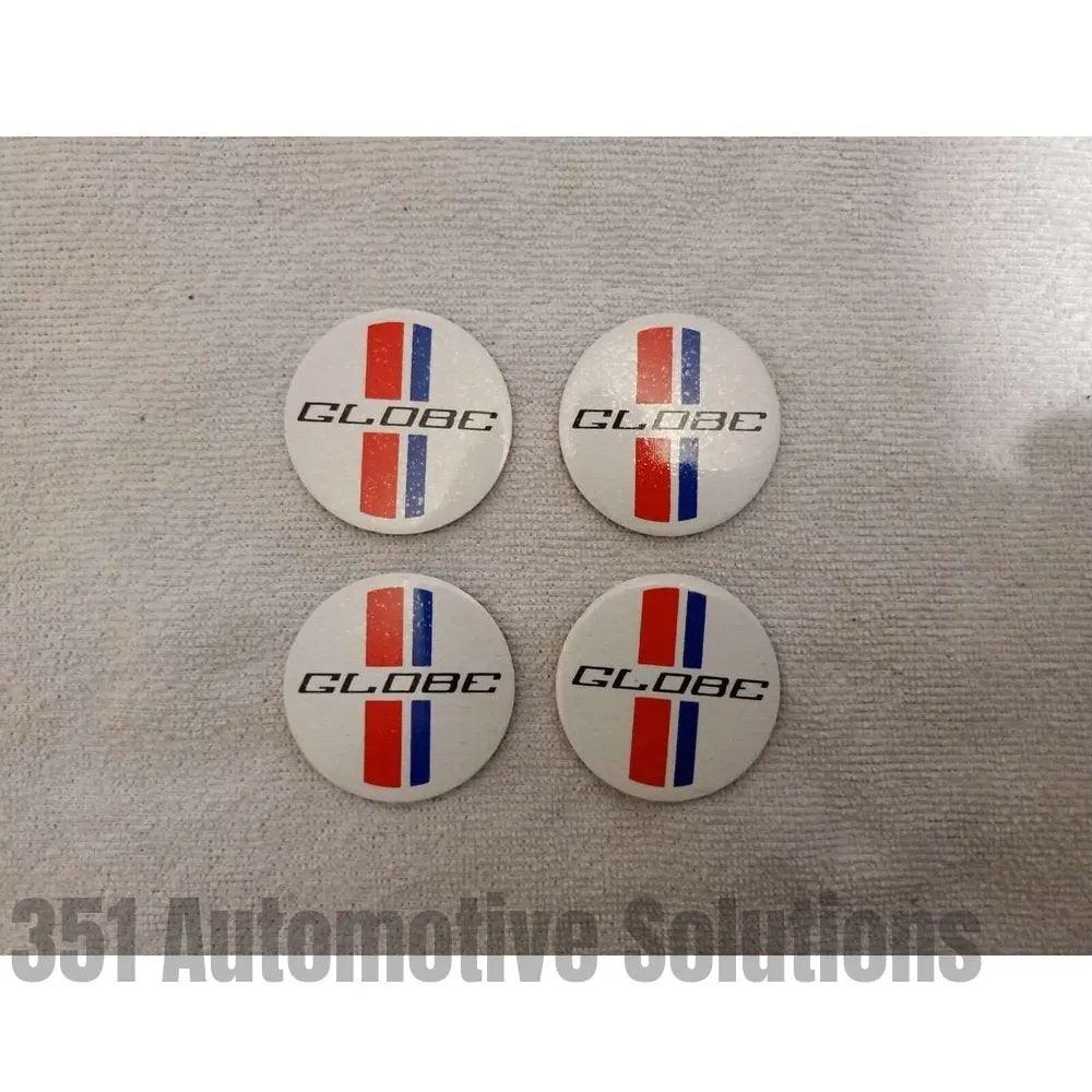 4x 40mm Bathurst Globe wheel Center Cap Decals XD ESP white globe decals XC GXL