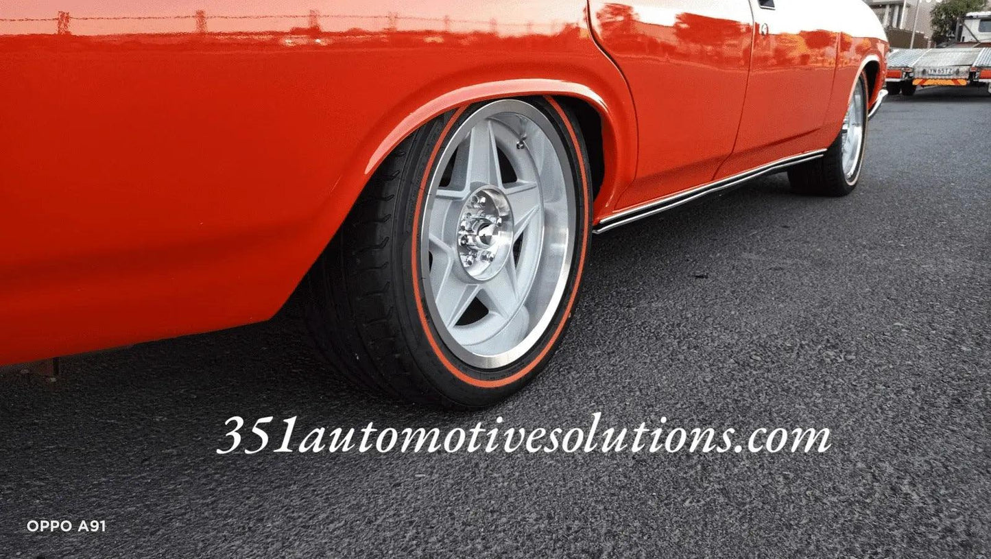 Red wall tyre & wheel package 17x7.5 17x9 Bathurst Globe Wheels Combo XW XY GT XA XB XC XD ESP XE XF Falcon GT