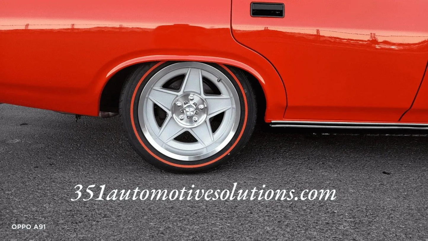 Red wall tyre & wheel package 17x7.5 17x9 Bathurst Globe Wheels Combo XW XY GT XA XB XC XD ESP XE XF Falcon GT