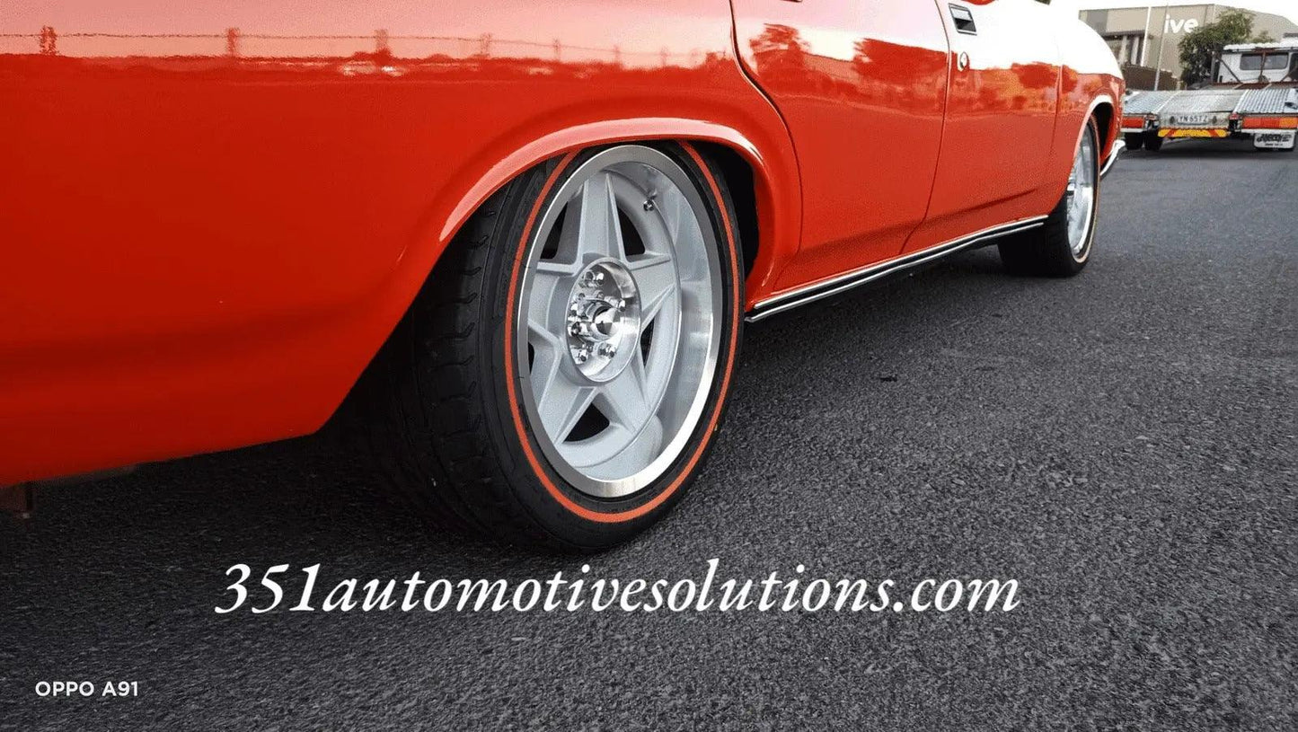 Red wall tyre & wheel package 17x7.5 17x9 Bathurst Globe Wheels Combo XW XY GT XA XB XC XD ESP XE XF Falcon GT