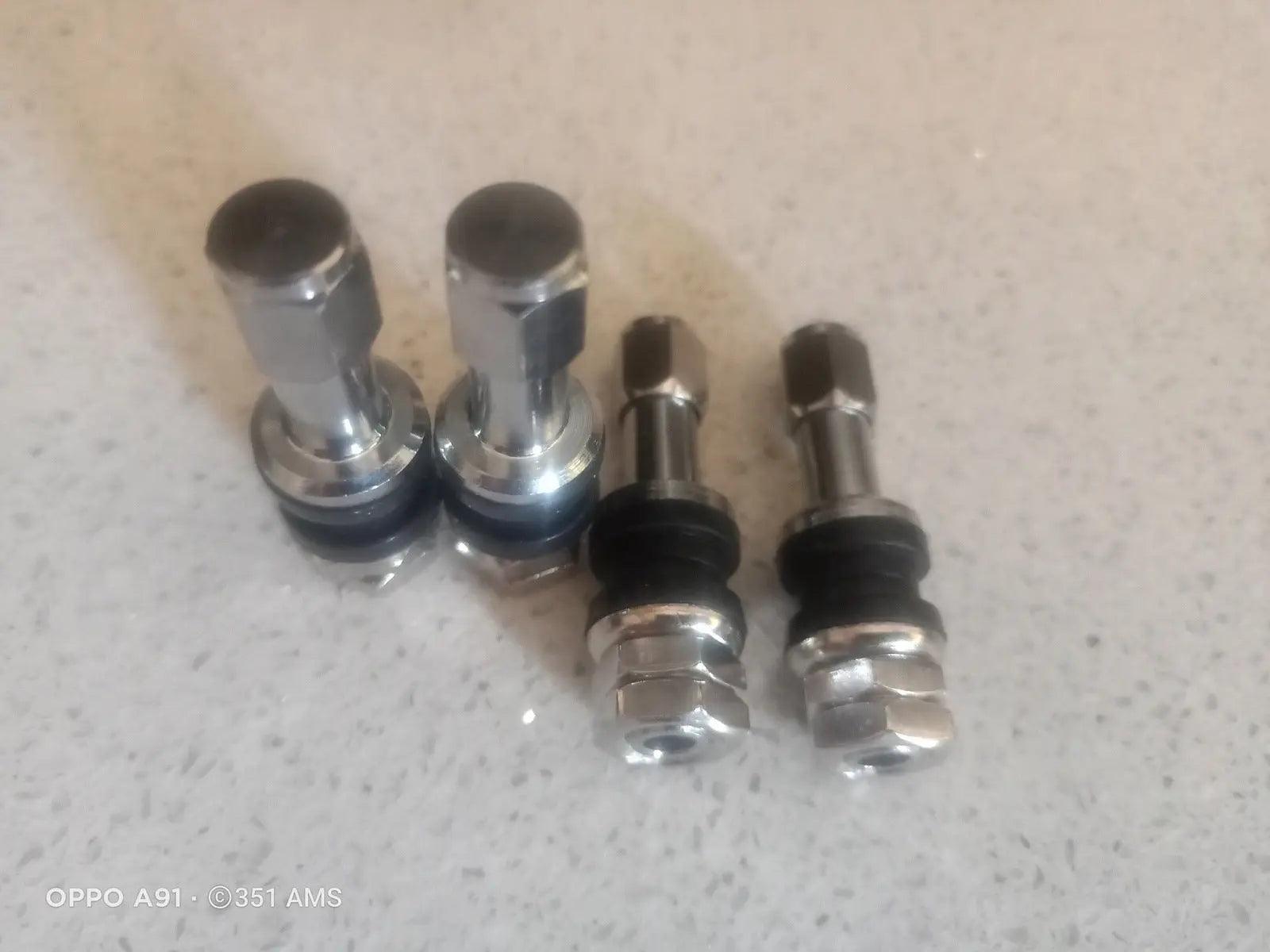 Medium length Chrome Tyre Valves x4 For Alloy Wheels Bathurst Globe Simmons BBS Centerline momo star - 351 Automotive Solutions