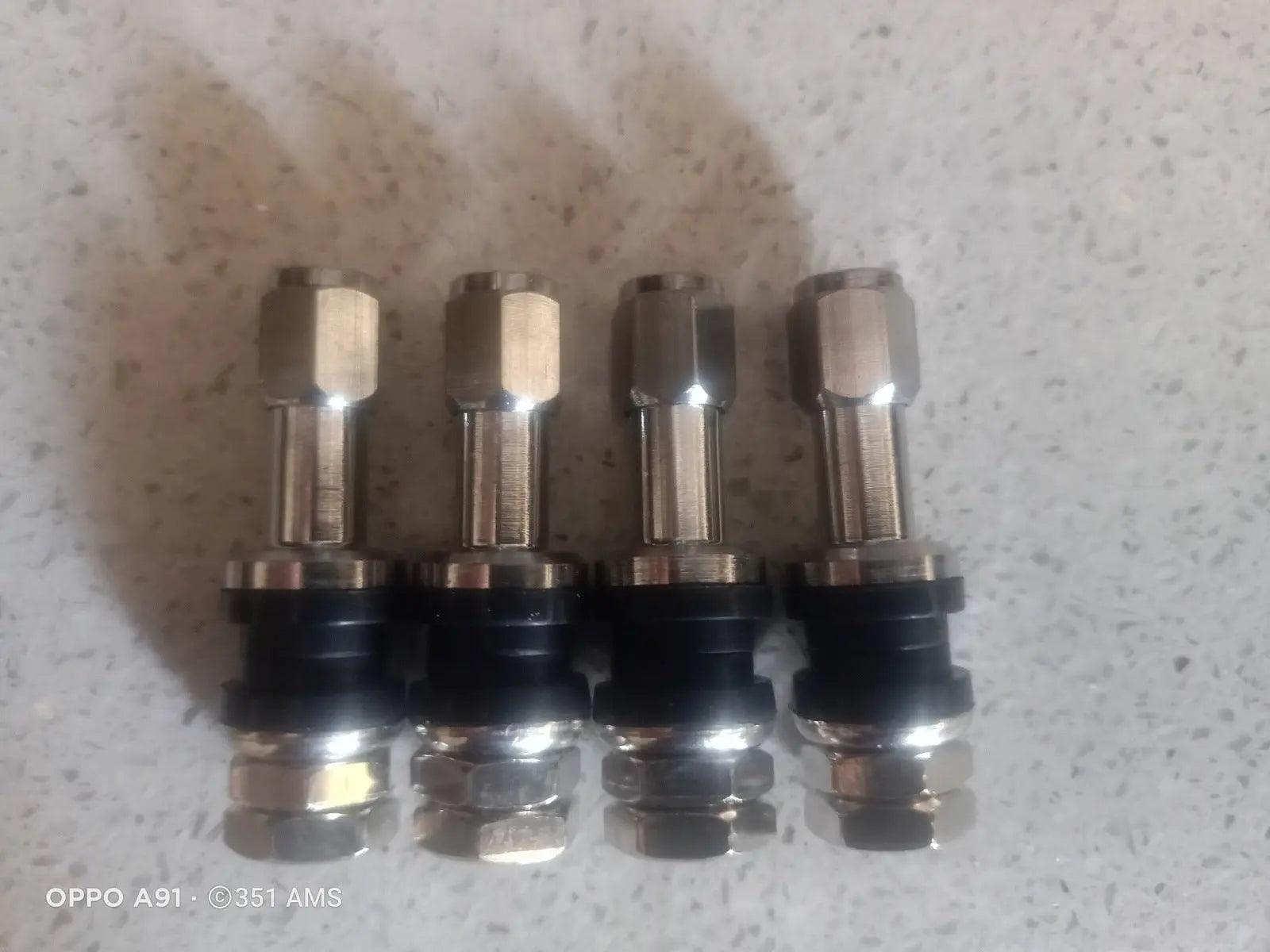 Medium length Chrome Tyre Valves x4 For Alloy Wheels Bathurst Globe Simmons BBS Centerline momo star - 351 Automotive Solutions