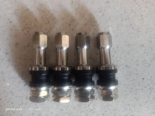 Medium length Chrome Tyre Valves x4 For Alloy Wheels Bathurst Globe Simmons BBS Centerline momo star - 351 Automotive Solutions