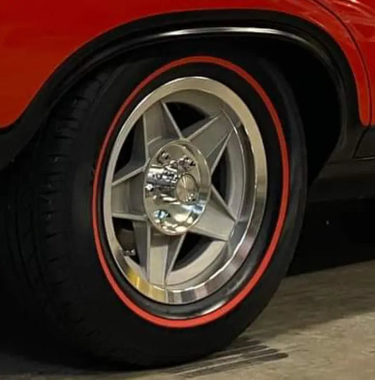 Red wall tyre & wheel package 15x7 Repro Bathurst Globe Wheel set of 4 XY GT HO XA XB RPO83 Falcon Fairmont Fairlane