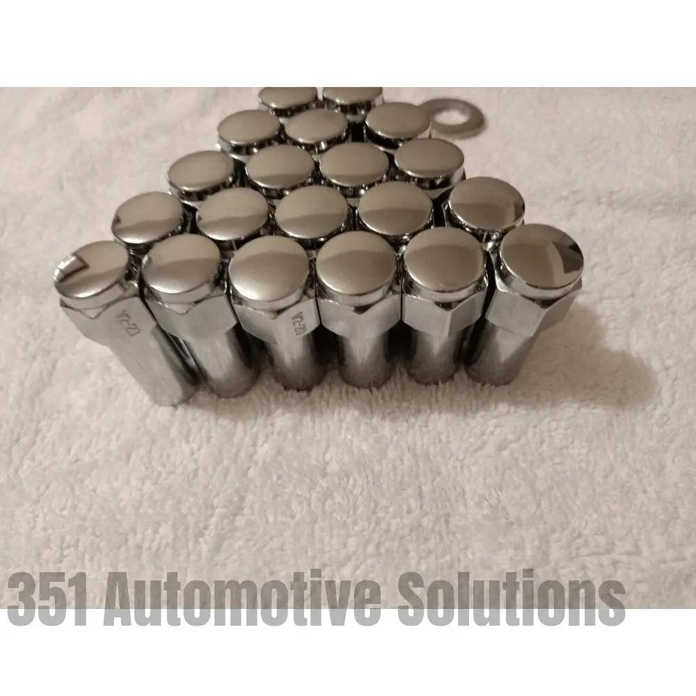 LUGNUTKING 10 Chrome Open End Lug Nuts 1/2-20 With 10 Washers For Weld Wheels