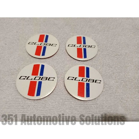 4x 40mm Bathurst Globe wheel Center Cap Decals XD ESP white globe decals XC GXL